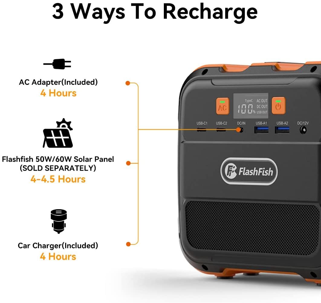 Flashfish 120W Portable Power Station, 98Wh/26400mAh Solar Generator Backup