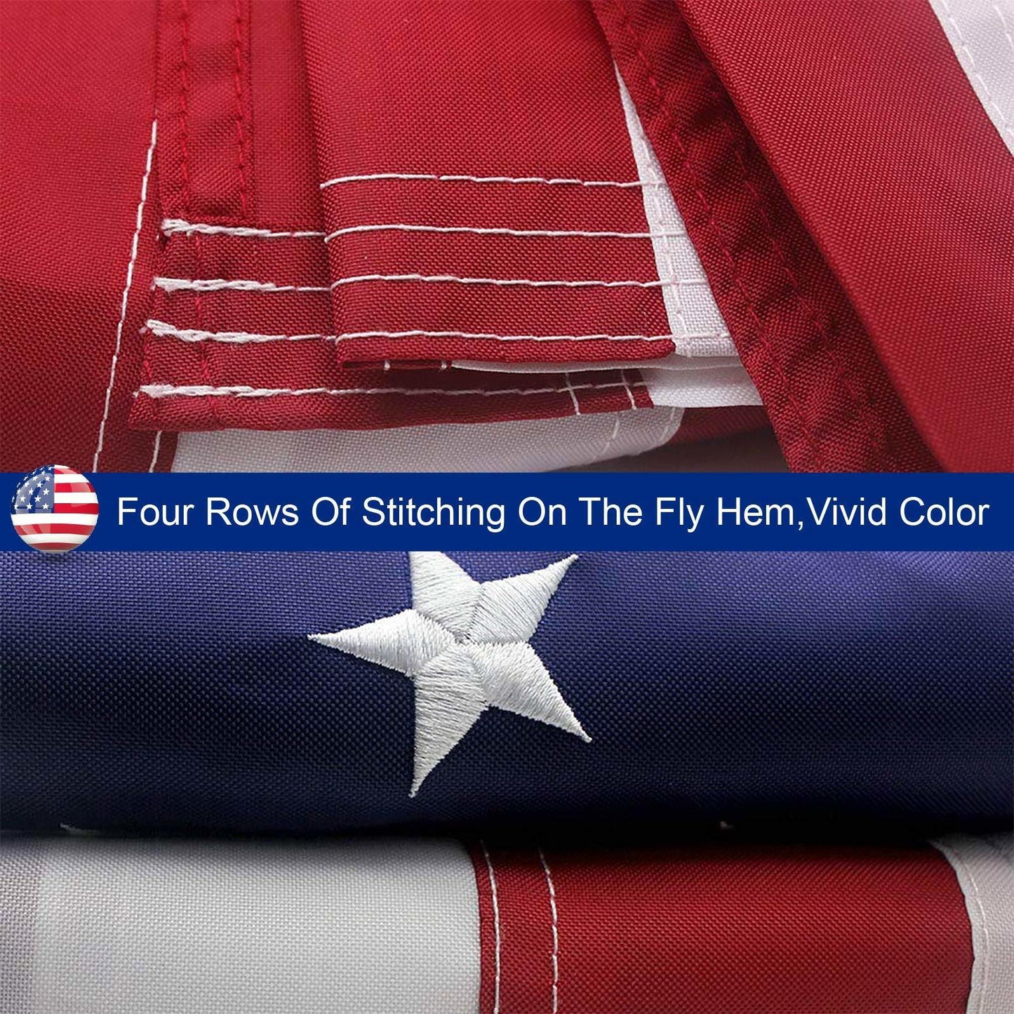 American Flag 10x15 ft 8x12 ft 6x10 ft 5x8 ft 4x6 ft 3x5 ft  2x3 ft Outdoor Heavy Duty Embroidered Stars USA Flag Sewn Stripes Fade Resistance Brass Grommets All Weather UV Active