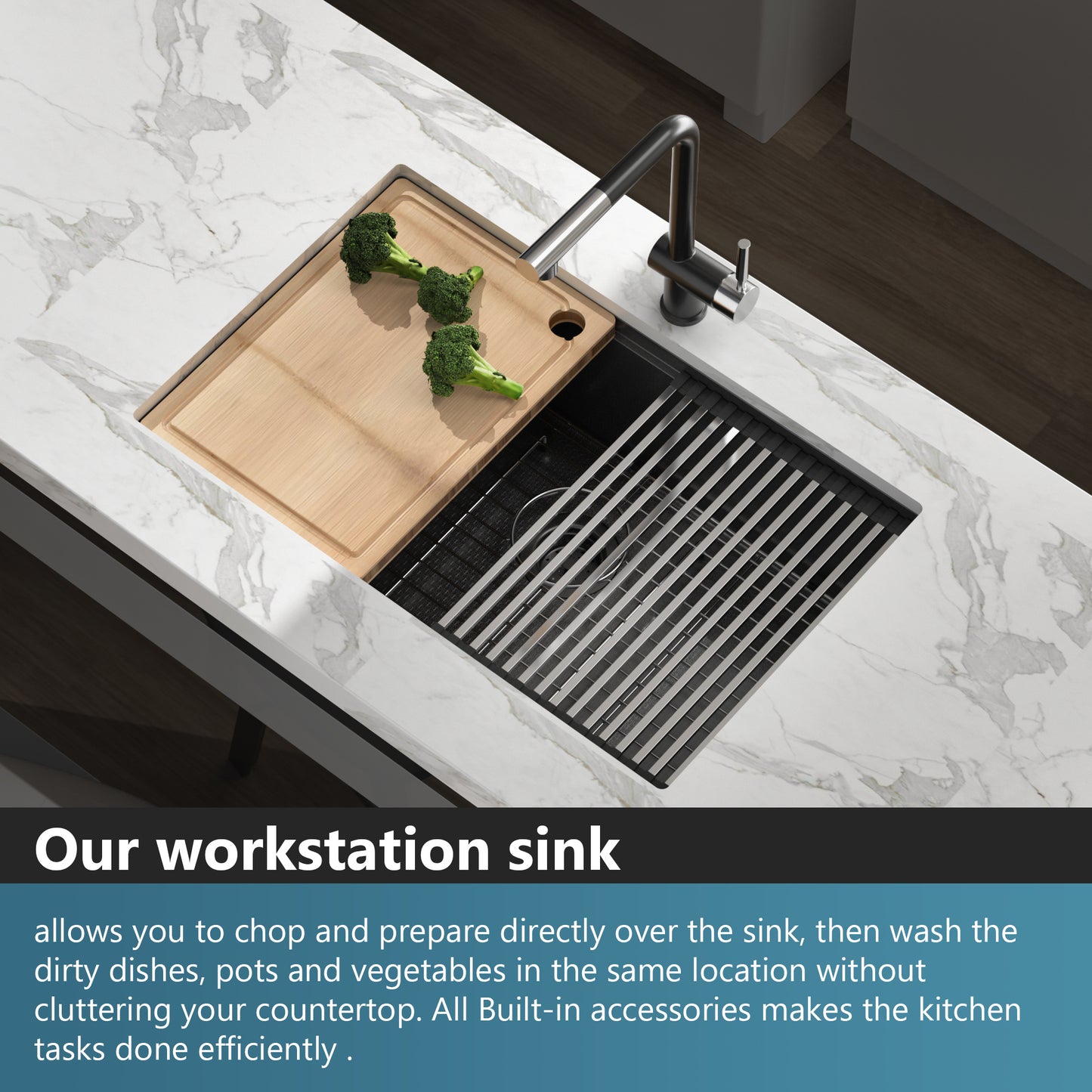 Honeycomb Pattern Nano Coated Workstation Sink