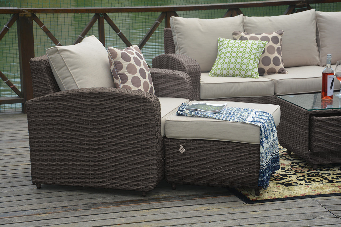 Direct Wicker Aluminum 5-piece Outdoor PE Rattan Wicker Sofa Rattan Patio Garden Furniture ,Gray