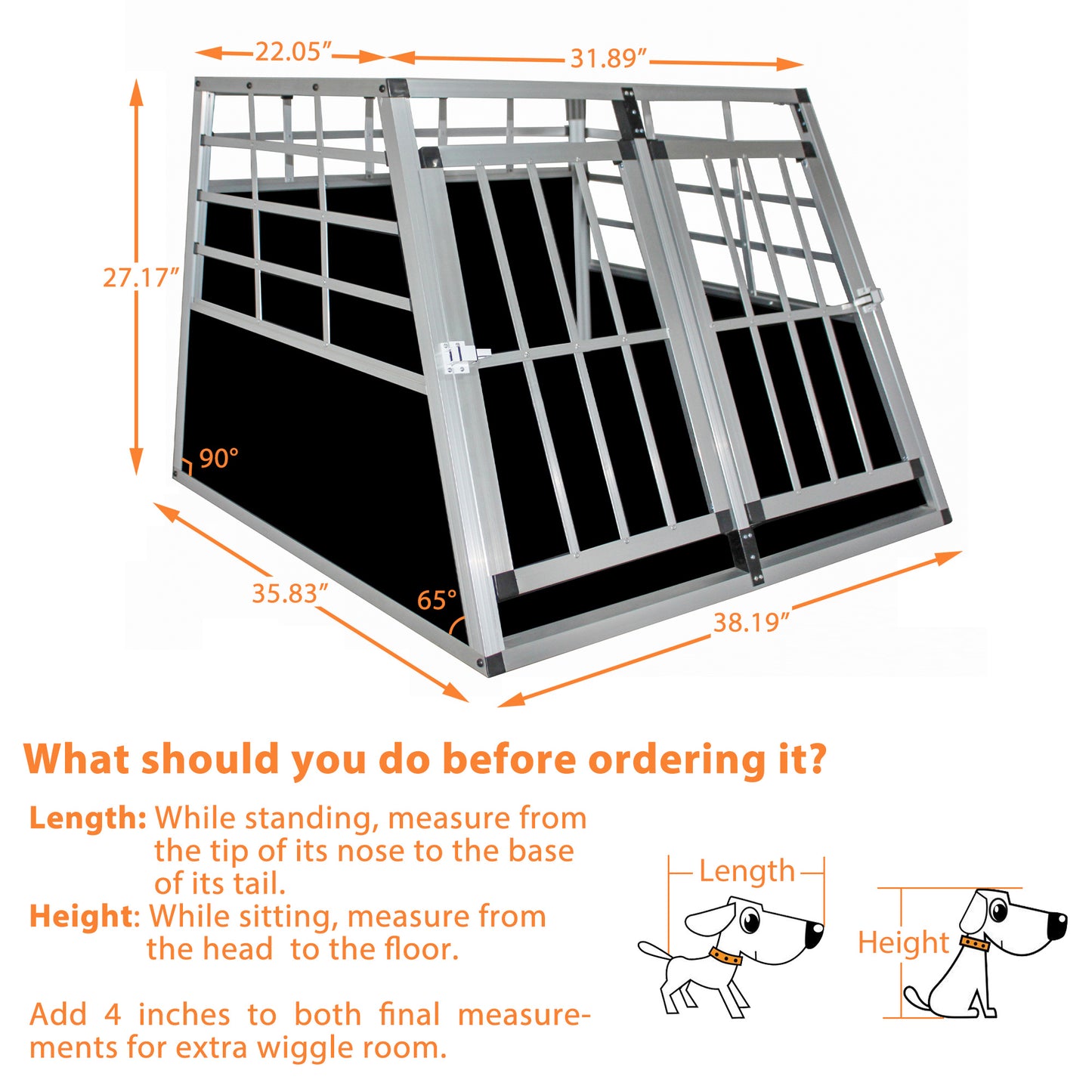 Double Doors Pet Car Transport Cage