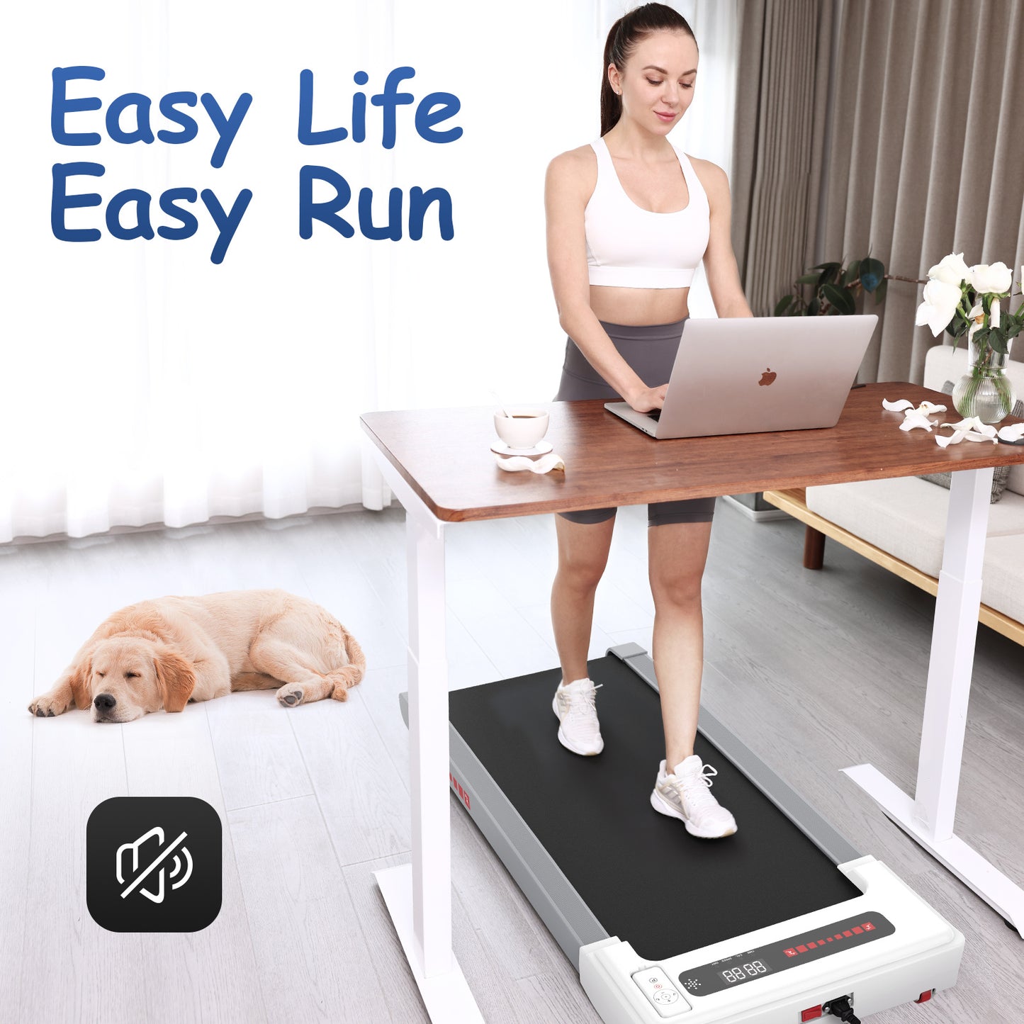 Walking Pad Treadmill Under Desk,Portable Mini Treadmill 265 lbs Capacity- LED Display