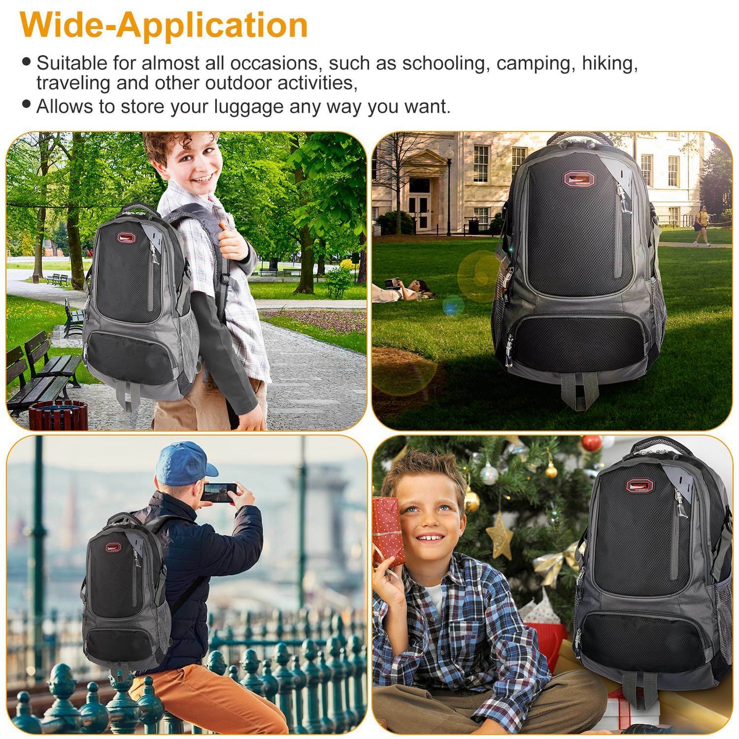 Unisex School Backpack Casual Travel Shoulder Bag W/ Adjustable Straps