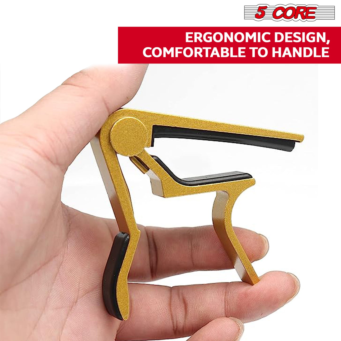 5 Core Guitar Capo Gold| Premium Aluminum Capo for Guitars, Ukulele, Banjo, Mandolin, Bass| Superior Build Quality| Professional Musical Instrument- CAPO GLD