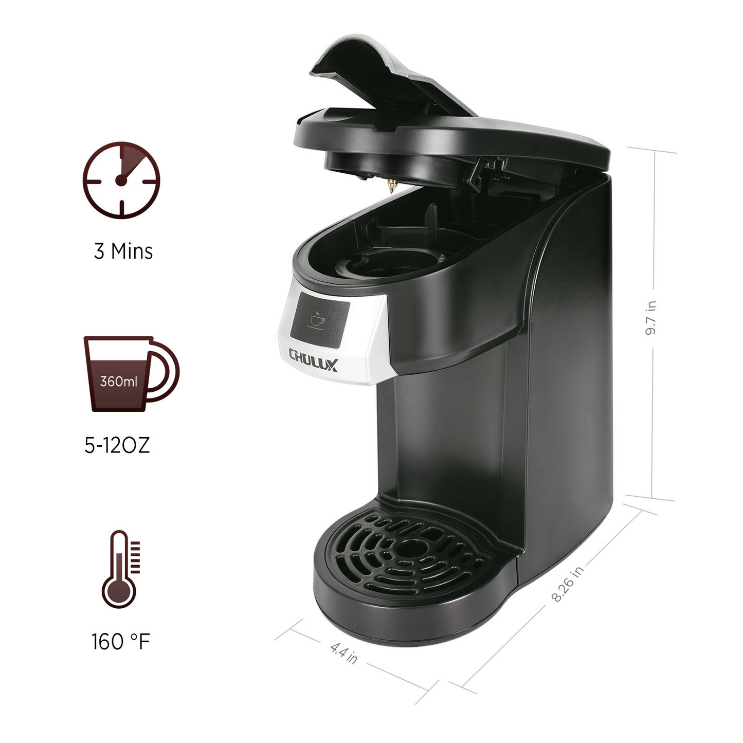 Single Serve Coffee Maker KCUP Pod Coffee Brewer, CHULUX Upgrade Single Cup Coffee Machine Fast Brewing, All in One Simply Coffee Maker for K CUP Ground Coffee Tea, Mini Coffee Machine Brew in Minutes