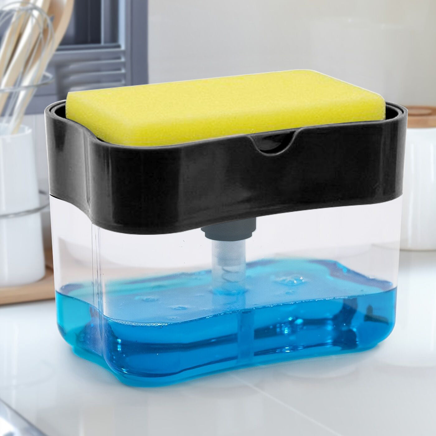 1pc Dish Soap Dispenser And Sponge Holder