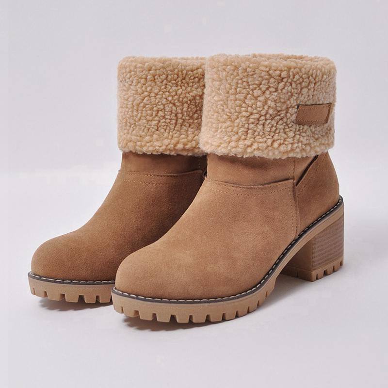 Women Boots Female Winter Shoes Woman Fur Warm Snow Boots Square heels bota feminina Ankle Boots botas mujer 890