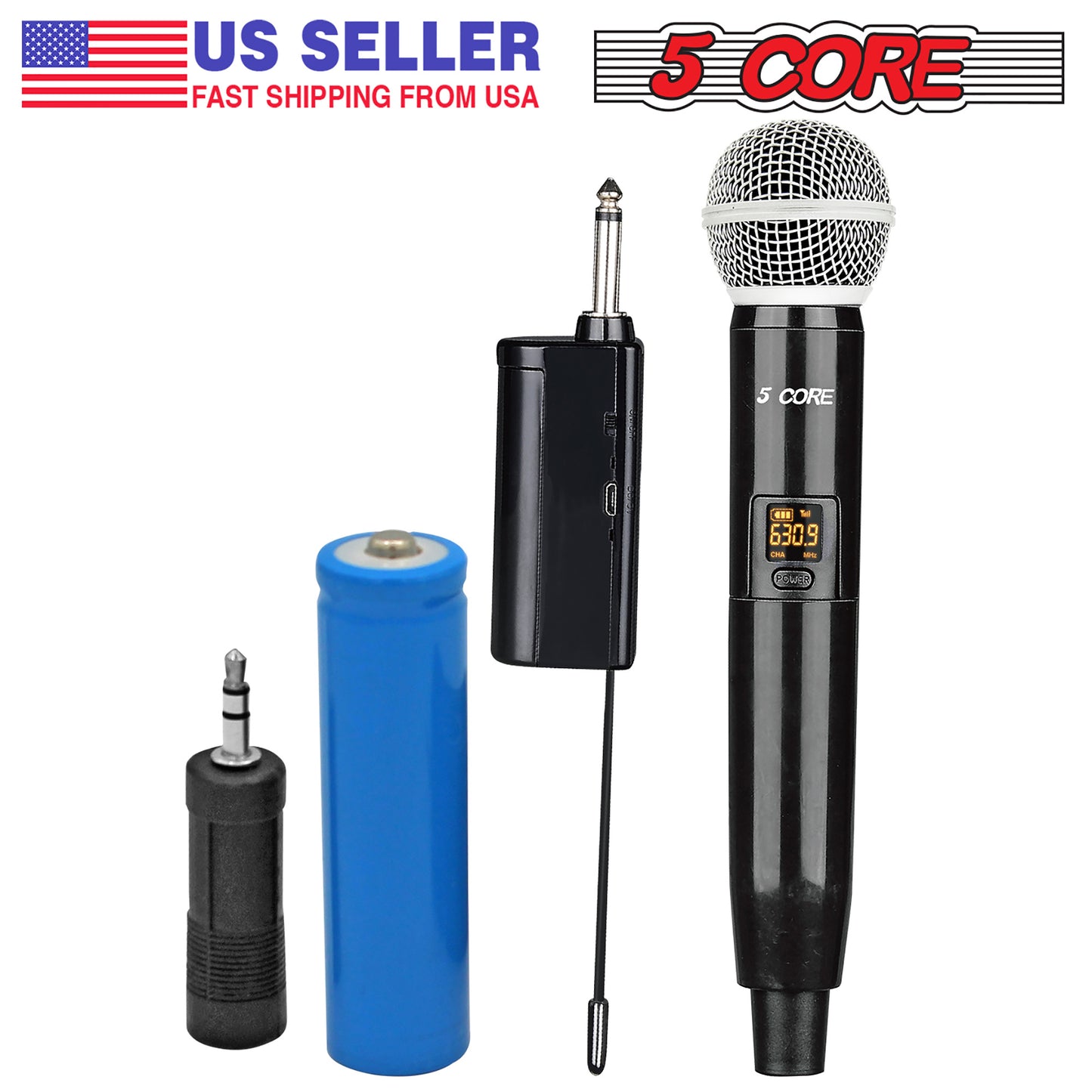 5 Core Pro Wireless Handheld Microphone Transmitter with Vocal Microphone Capsule for use with Wireless Systems Rechargeable Digital WM 1001