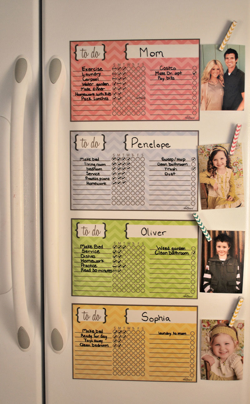 Chore Chart - Pink Chevron Stripe Kids Organization.