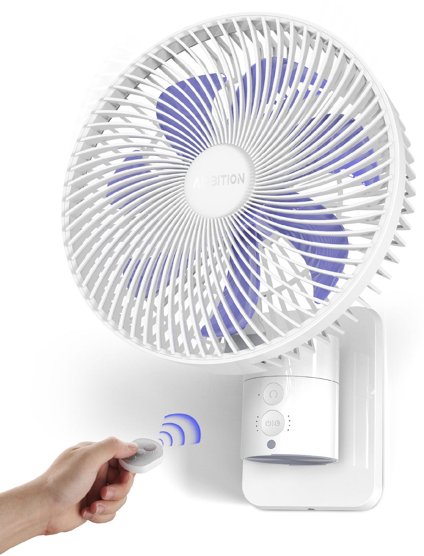 8' Small Wall Mount Fan with Remote Control;  90°Oscillating;  4 Speeds;  Timer;  Included 120° Adjustable Tilt;  High Velocity;  70Inch Cord;  for RV Bedroom Home Office Garage