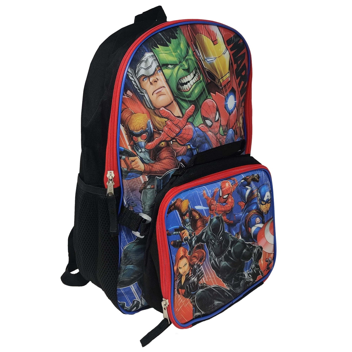 Avengers Spider-Man Thor Hulk 16" Backpack & Insulated Lunch Bag Marvel