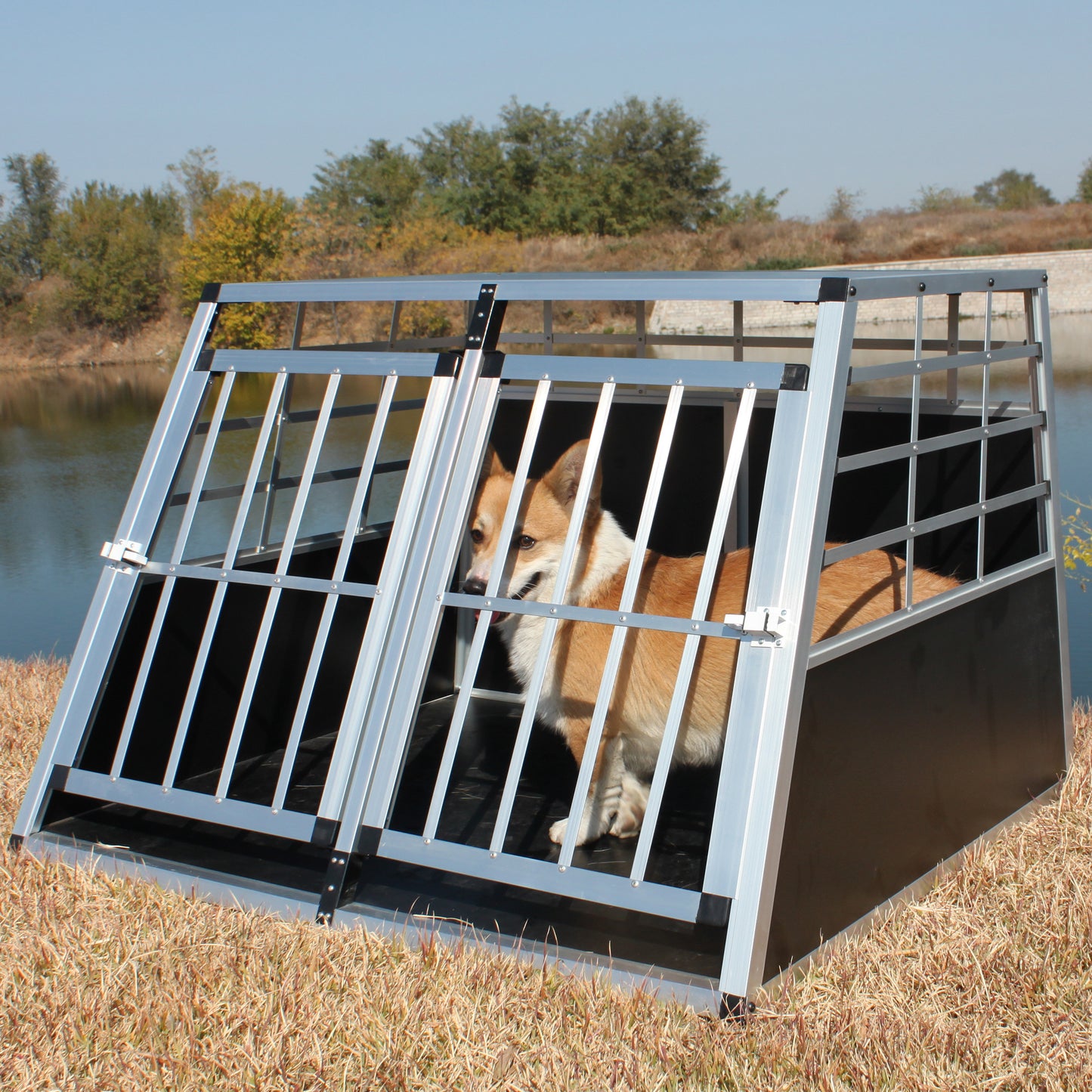 Double Doors Pet Car Transport Cage