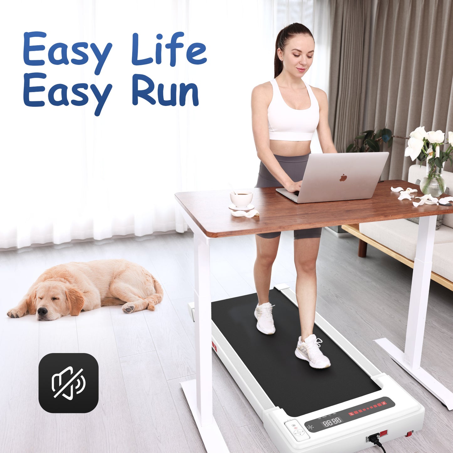 Walking Pad Treadmill Under Desk,Portable Mini Treadmill 265 lbs Capacity- LED Display