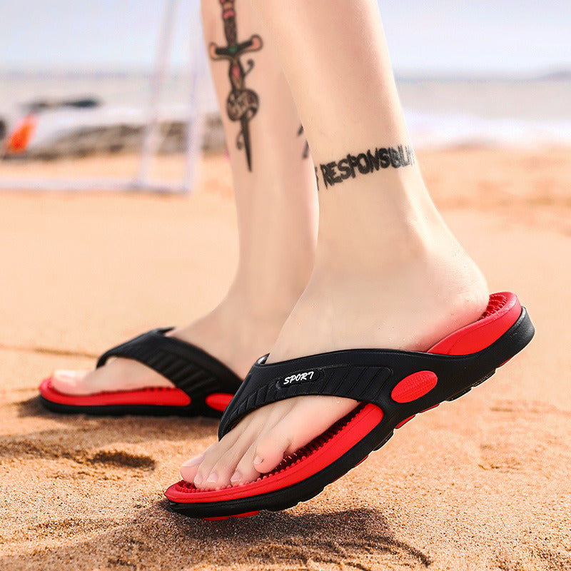 Men's flip-flops; breathable beach shoes; massage soles; men's sandals