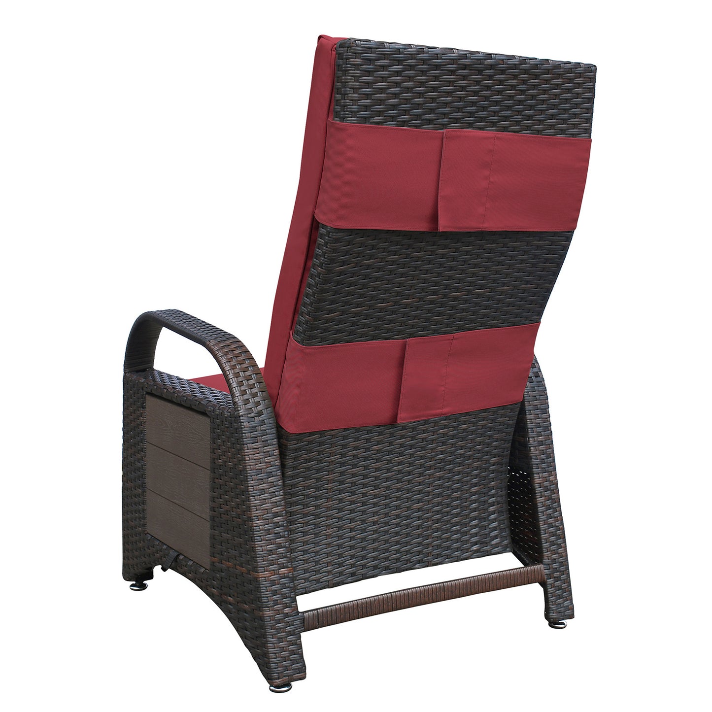 Outdoor Adjustable Wicker Recliner with Flip Table