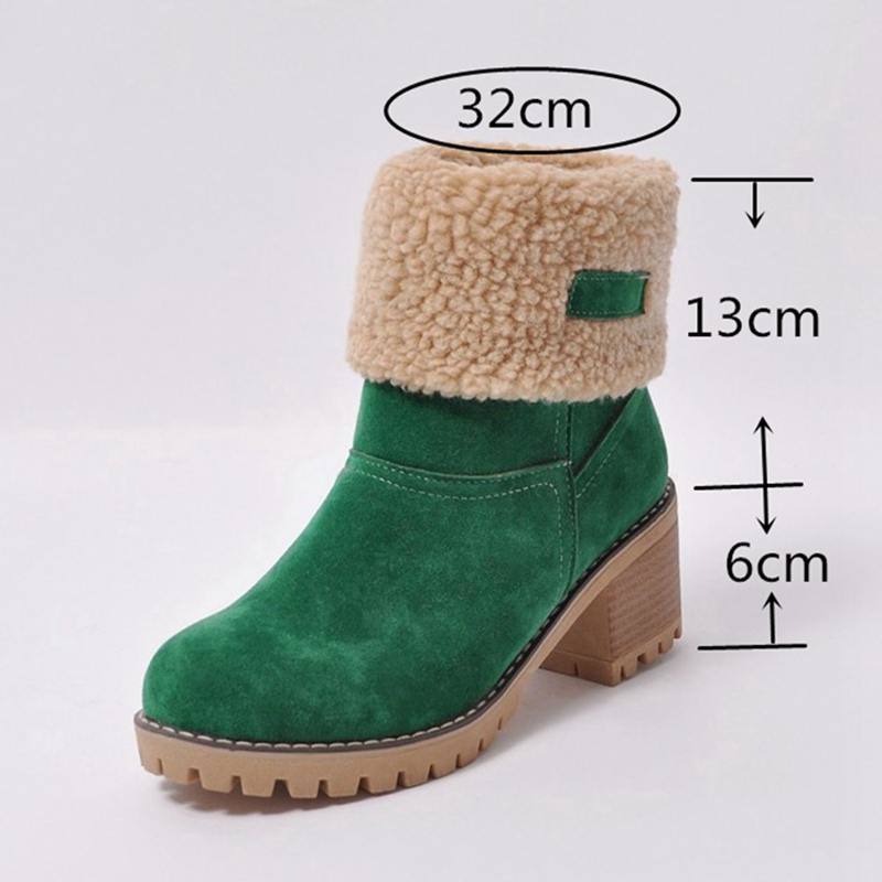 Women Boots Female Winter Shoes Woman Fur Warm Snow Boots Square heels bota feminina Ankle Boots botas mujer 890