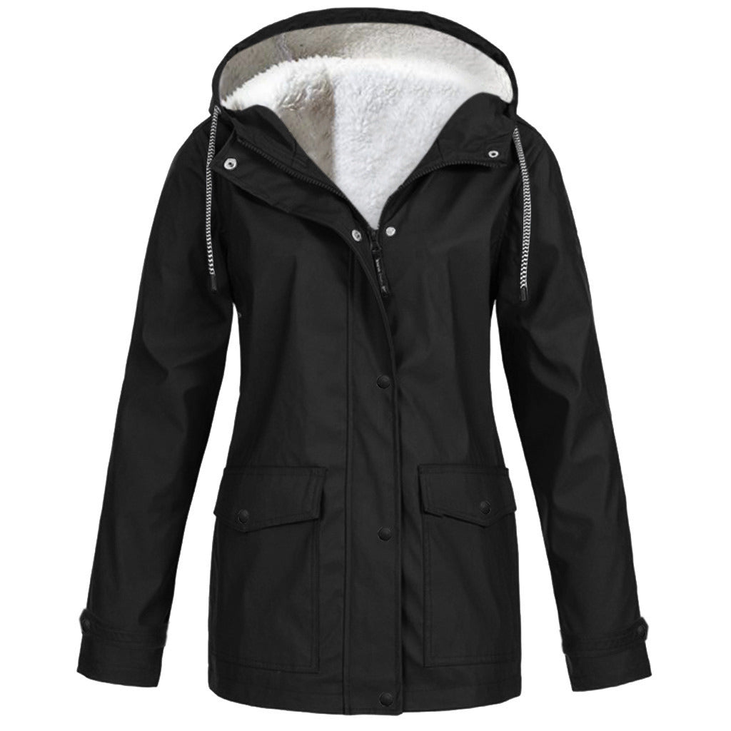 Fall/Winter Women's Hot Sale Plus Fleece Jacket Outdoor Mountaineering Suit Hooded Coat Jacket