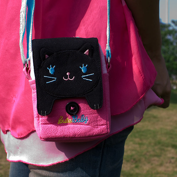 Embroidered Applique Swingpack Bag Purse / Wallet Bag / Camera Bag