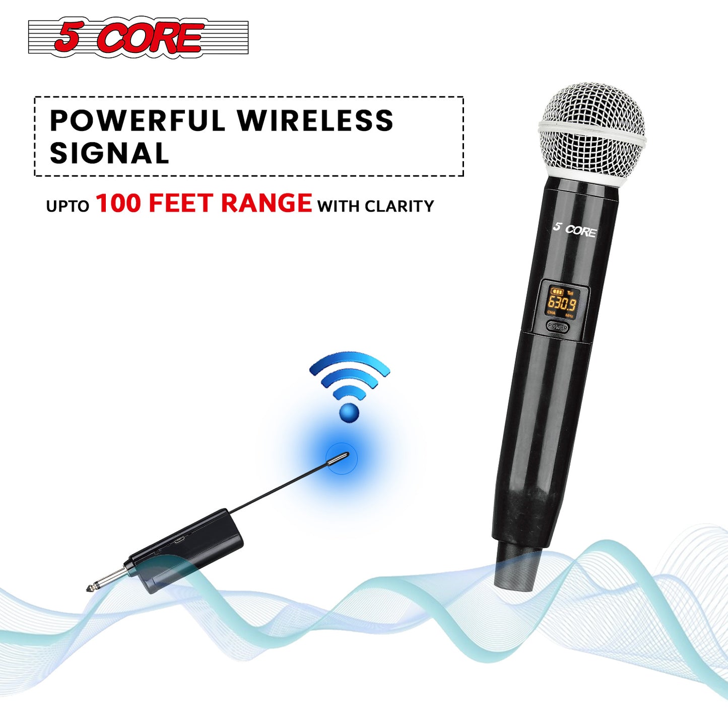 5 Core Pro Wireless Handheld Microphone Transmitter with Vocal Microphone Capsule for use with Wireless Systems Rechargeable Digital WM 1001