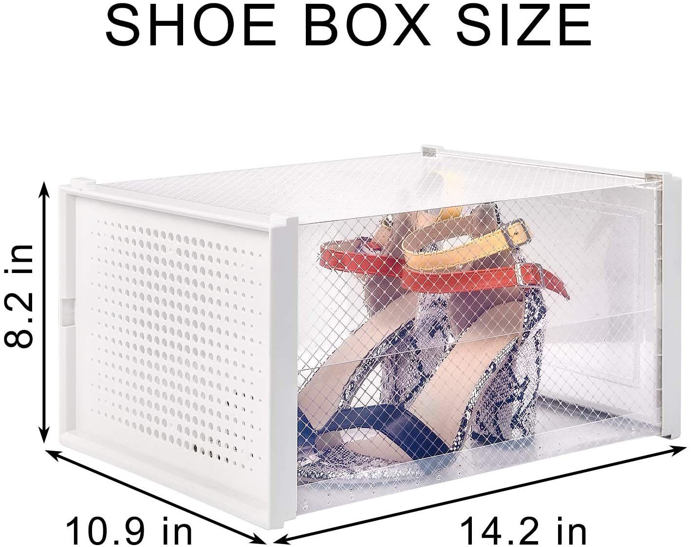Storage Shoe Box; Foldable Clear Sneaker Display Box; Stackable Storag ...