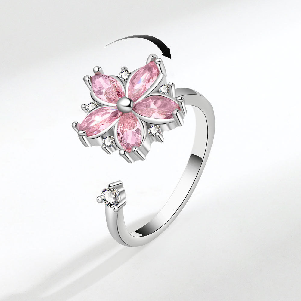 Zircon Flower Decompression Anti Anxiety Ring Set