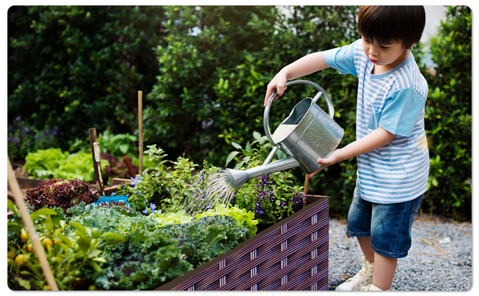 Plastic Raised Garden Bed Set of 4 Planter Grow Boxes