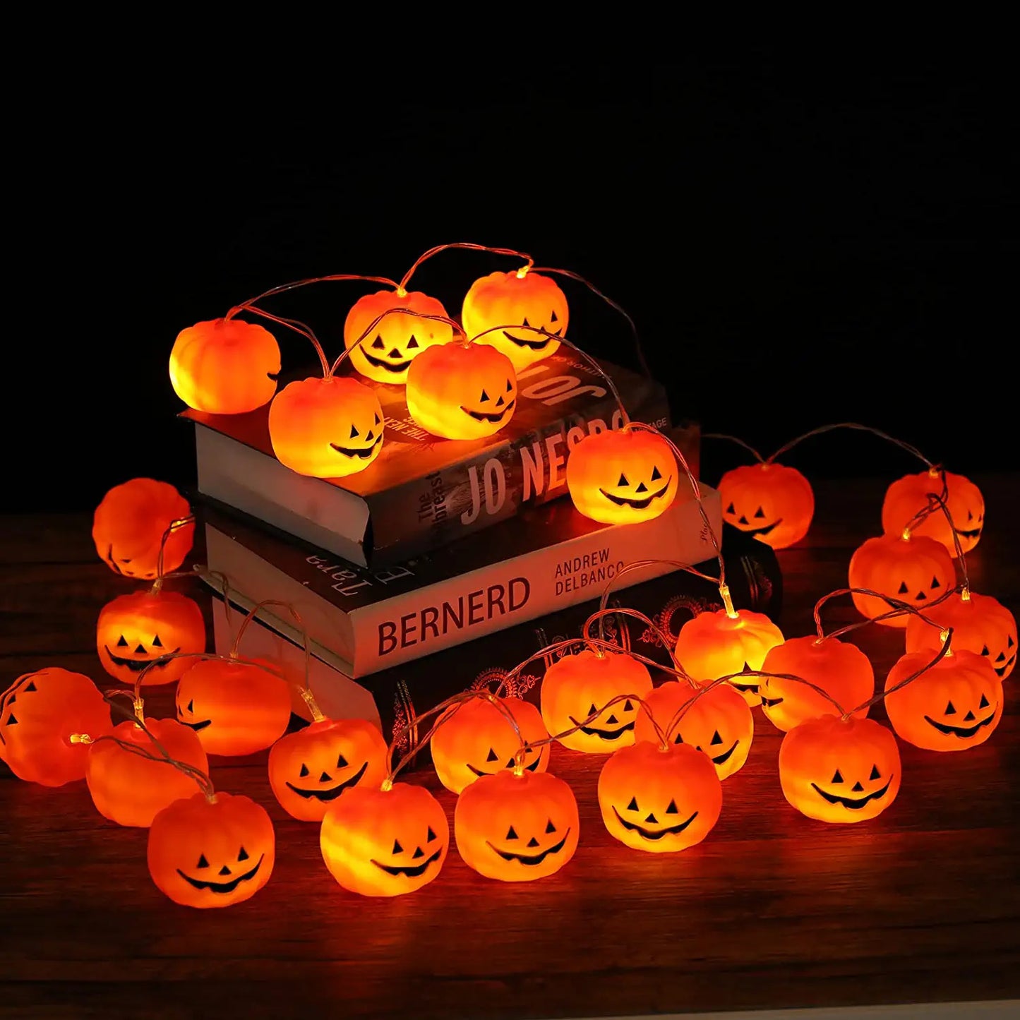 Halloween Pumpkin String Lights, Holiday LED Lights for Indoor Outdoor Decor,30 LED 11.81ft 3D Waterproof Orange Jack-O-Lantern Battery Operated Party Decorations