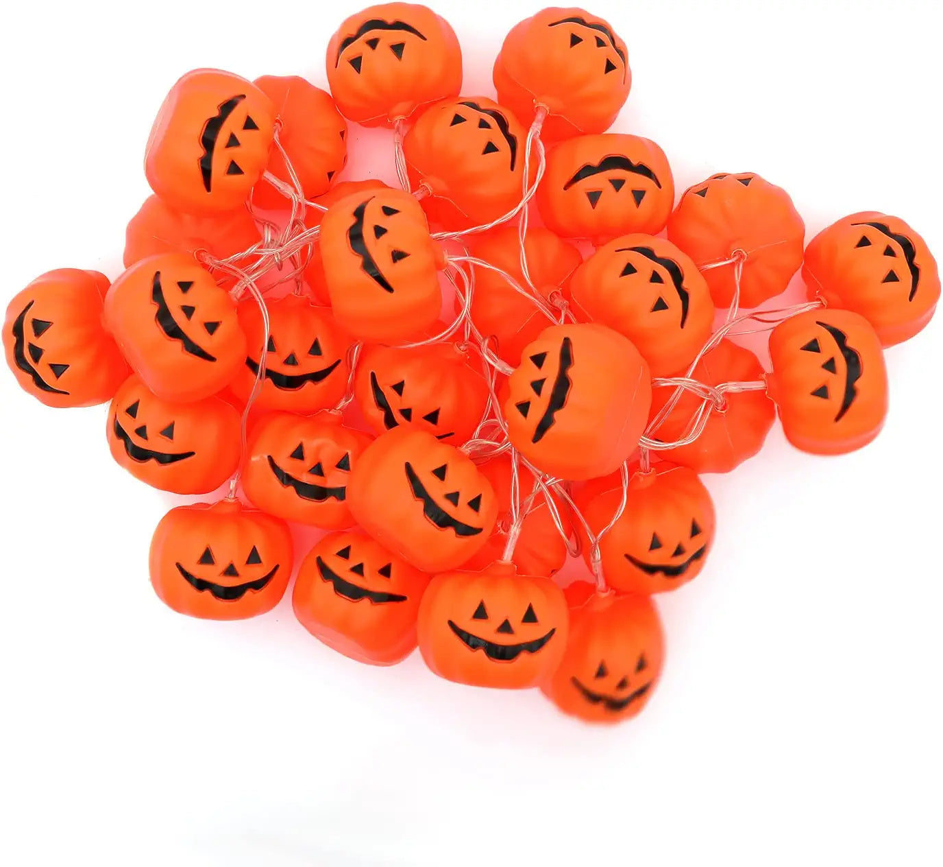 Halloween Pumpkin String Lights, Holiday LED Lights for Indoor Outdoor Decor,30 LED 11.81ft 3D Waterproof Orange Jack-O-Lantern Battery Operated Party Decorations