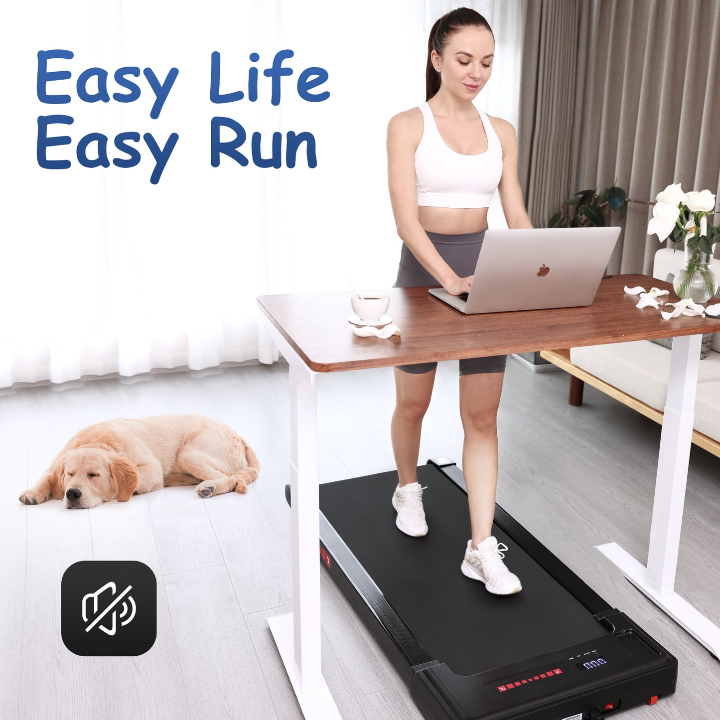 Walking Pad Treadmill Under Desk,Portable Mini Treadmill 265 lbs Capacity- LED Display