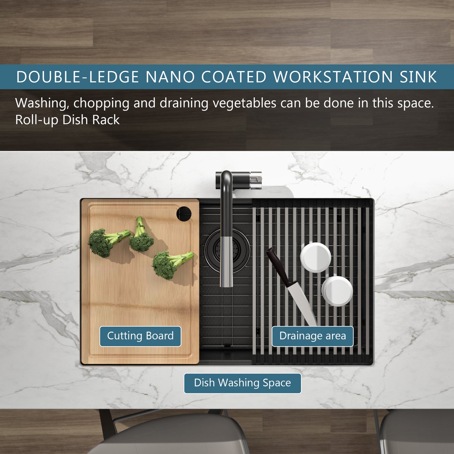 Honeycomb Pattern Nano Coated Workstation Sink