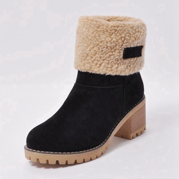 Women Boots Female Winter Shoes Woman Fur Warm Snow Boots Square heels bota feminina Ankle Boots botas mujer 890