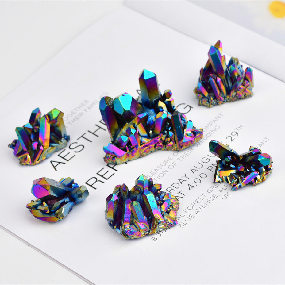 Electroplated Seven Rainbow Colorful Crystal Cluster Ornaments