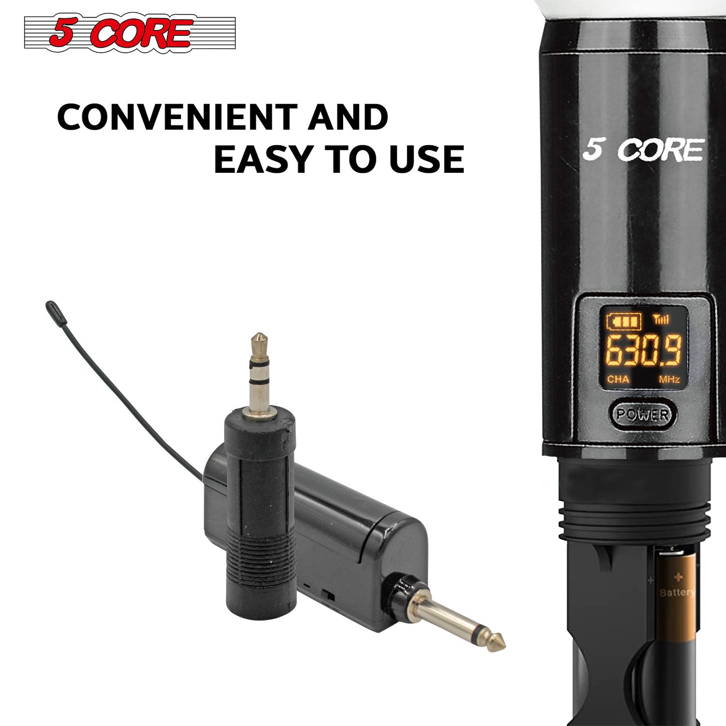 5 Core Pro Wireless Handheld Microphone Transmitter with Vocal Microphone Capsule for use with Wireless Systems Rechargeable Digital WM 1001