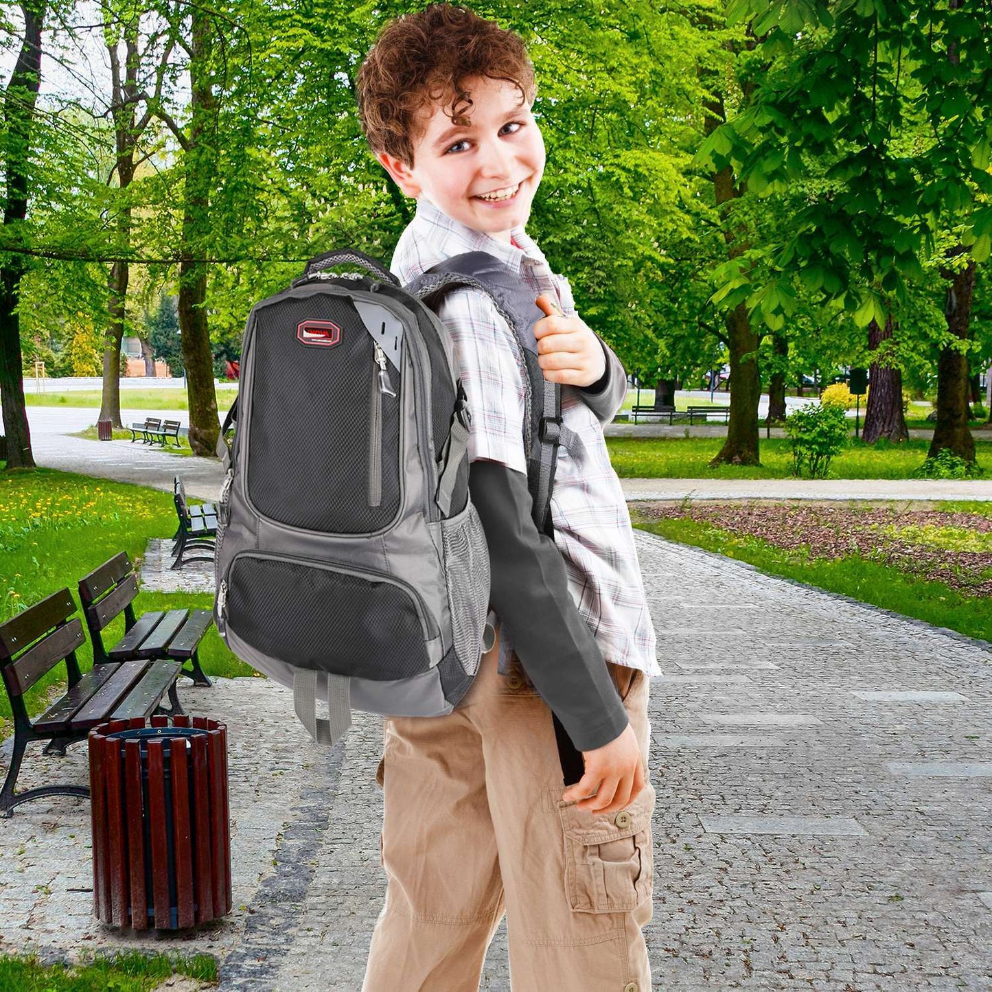 Unisex School Backpack Casual Travel Shoulder Bag W/ Adjustable Straps