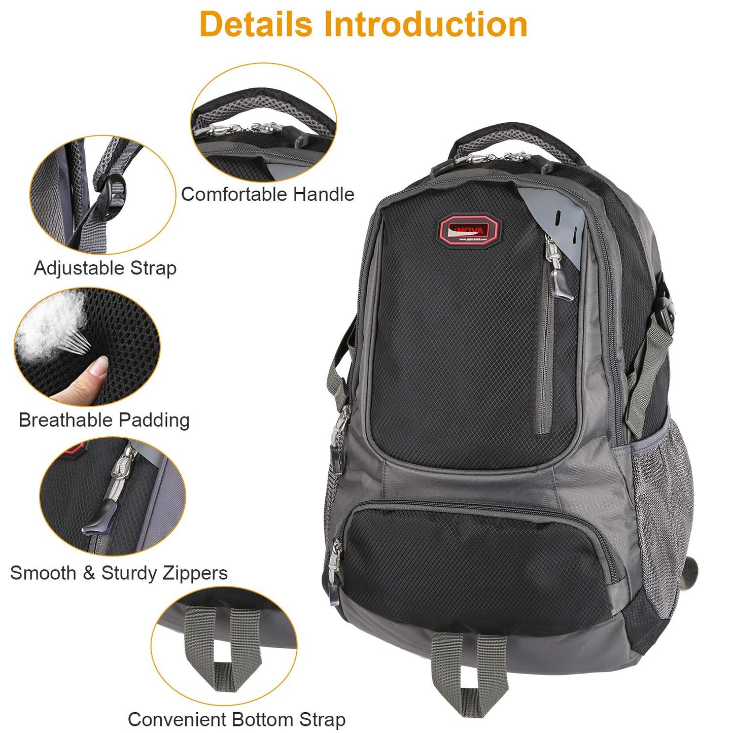 Unisex School Backpack Casual Travel Shoulder Bag W/ Adjustable Straps