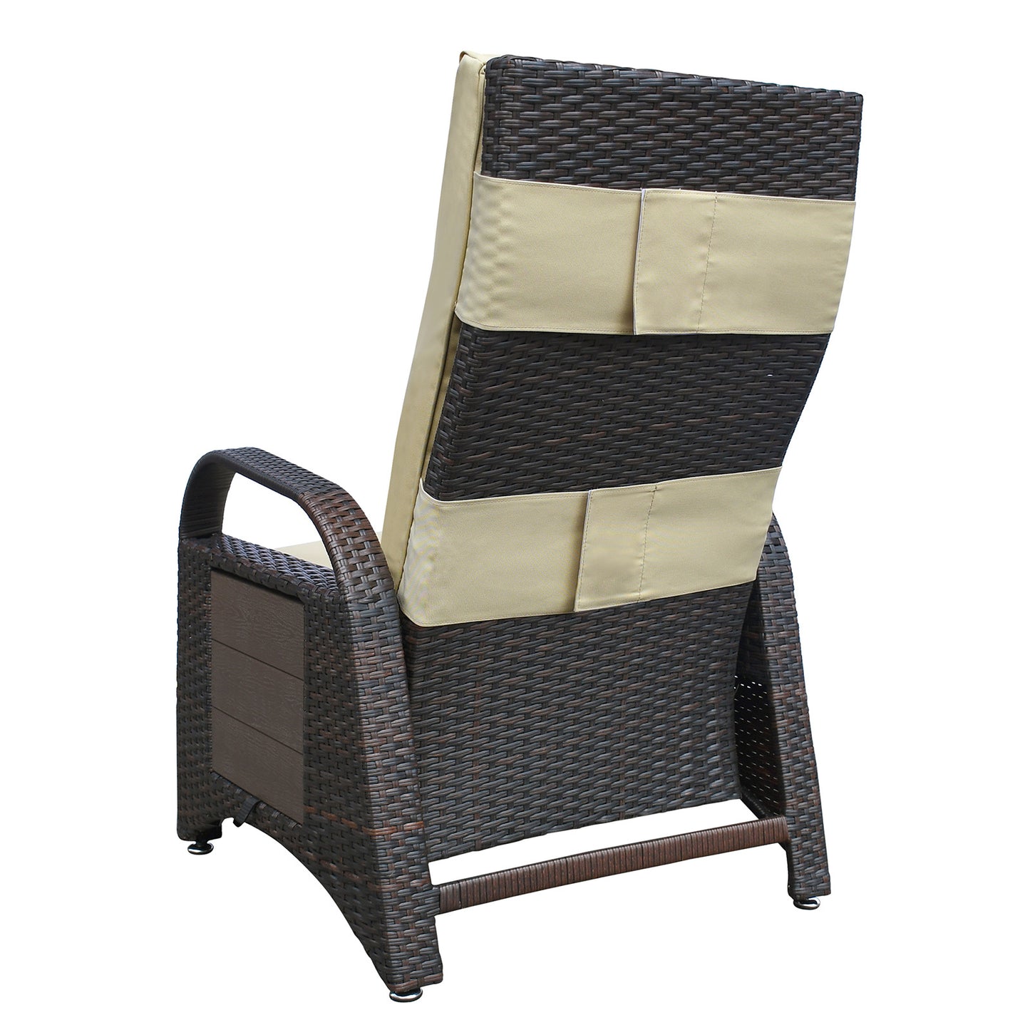 Outdoor Adjustable Wicker Recliner with Flip Table