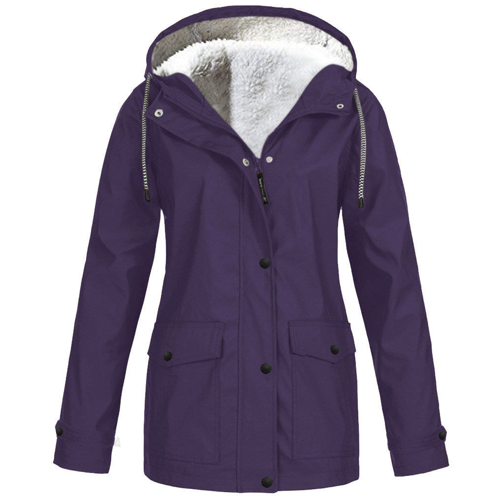 Fall/Winter Women's Hot Sale Plus Fleece Jacket Outdoor Mountaineering Suit Hooded Coat Jacket