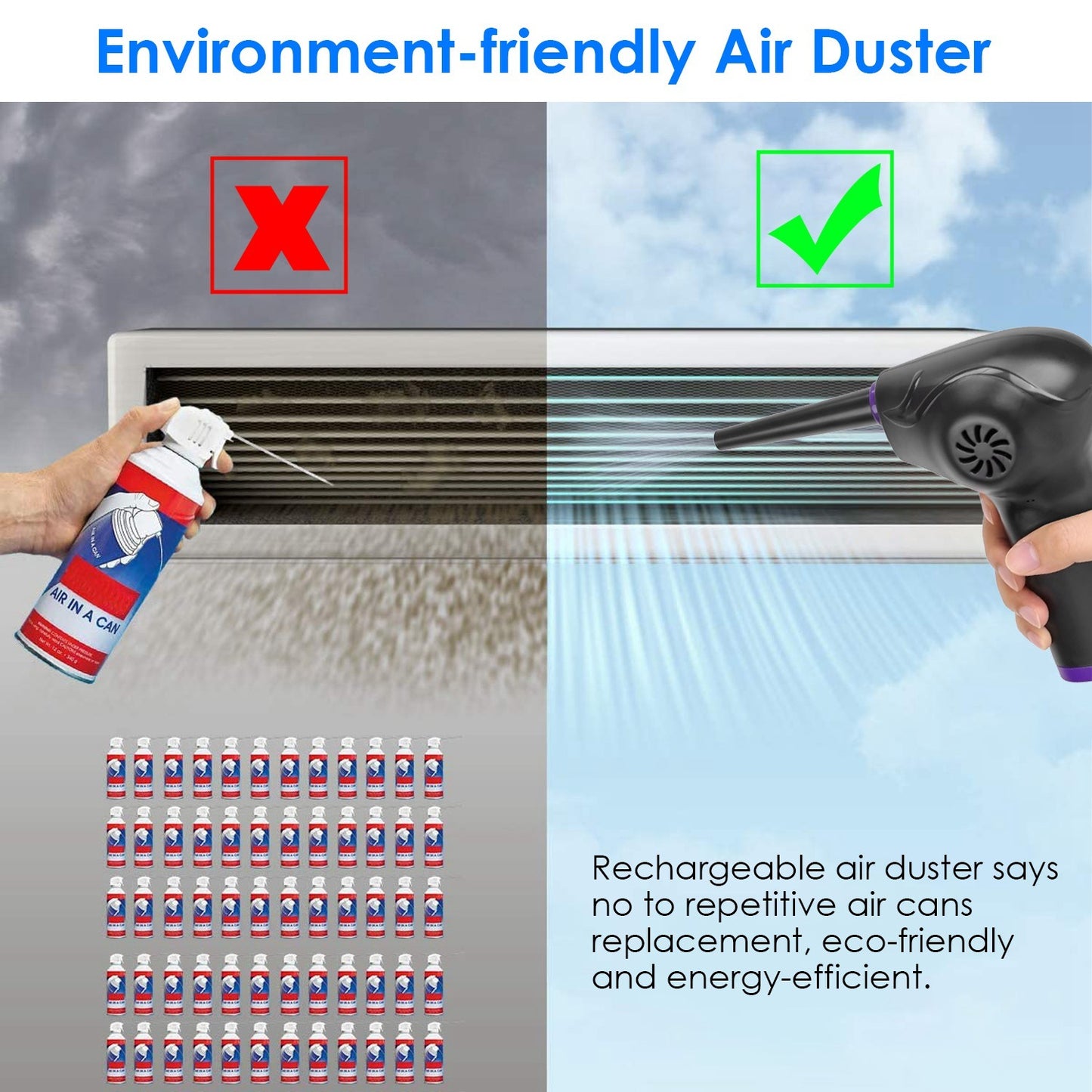 Electric Cordless Air Duster Blower Compressed Air Duster for Computer Keyboard PC Portable Rechargeable Air Blower